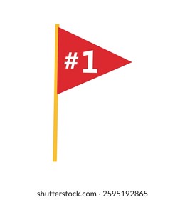 Fan flag with number one. Raised red fan flag with number 1, support for the team in the sports championship.