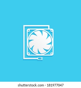 Fan, flat icon isolated on a blue background for your design, vector illustration