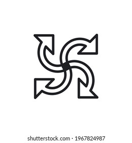Fan flat icon. Simple style wind energy poster background symbol. Logo design element. T-shirt printing. Vector for sticker.