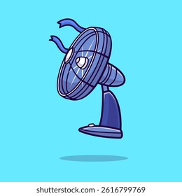 Fan Floating Cartoon Vector Icon Illustration. Technology Object Icon Concept Isolated Premium Vector. Flat Cartoon Style