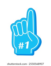 Fan foam finger. Number 1 one sports fan foam hand with raising forefinger icon. Fan support sport vector illustration