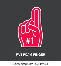 Fan foam finger vector line icon. Sport supporting sign. Cheerleading illustration