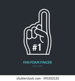 Fan Foam Finger Vector Line Icon. Sport Supporting Sign. Cheerleading Illustration.