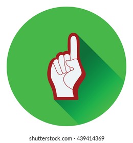 Fan foam hand with number one gesture icon. Flat color design. Vector illustration.