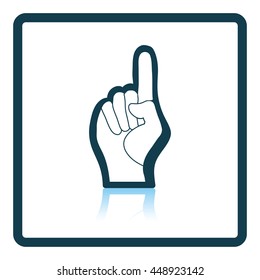 Fan foam hand with number one gesture icon. Shadow reflection design. Vector illustration.