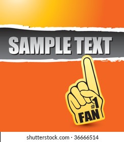 fan foam hand on orange ripped banner