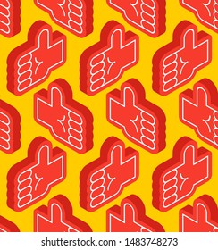 Fan Foam Hand pattern seamless. Thumb up sign vector background 
