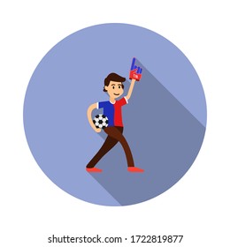 fan football fan long shadow icon. Simple color vector of Russian fan atributs icons for ui and ux, website or mobile application