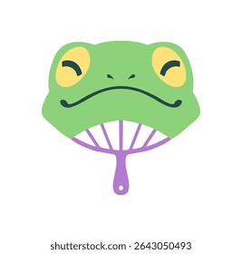 fan with frog shape cartoon illustration 
