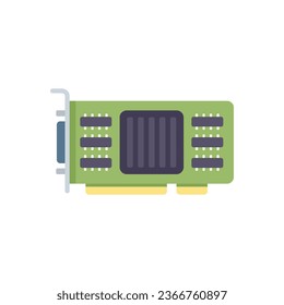 Fan gpu card icon flat vector. Pc graphic. Memory video isolated