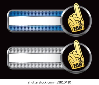 fan hand blue and silver checkered tabs