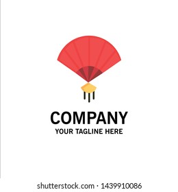 Fan, Hand, China, Chinese Business Logo Template. Flat Color
