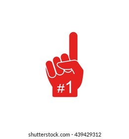 Fan Hand Glove With Foam  Finger Raised Flat Vector Icon Illustration With Number 1 (one) 