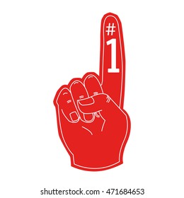 Fan hand glove with foam finger raised flat vector icon Illustration 