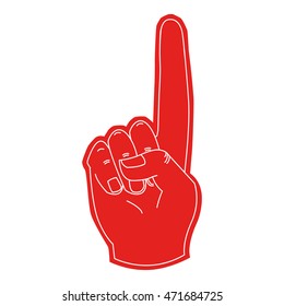 Fan hand glove with foam finger raised flat vector icon Illustration 