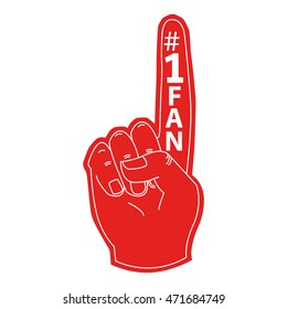 Fan hand glove with foam finger raised flat vector icon Illustration 