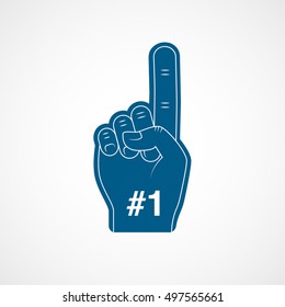 Fan Hand Number One Blue Flat Icon On White Background