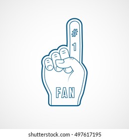 Fan Hand Number One Blue Line Icon On White Background