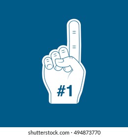 Fan Hand Number One Flat Icon On Blue Background