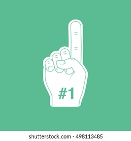 Fan Hand Number One Flat Icon On Green Background