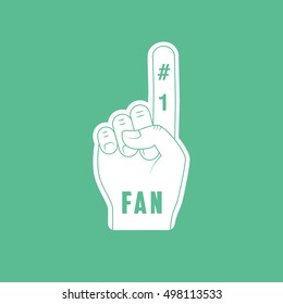 Fan Hand Number One Flat Icon On Green Background
