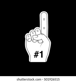 Fan Hand Number One Flat Icon On Black Background