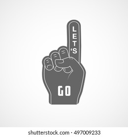 Fan Hand Number One Lets Go Line Icon On White Background
