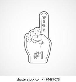 Fan Hand Number One Line Icon On White Background