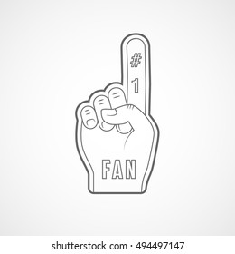 Fan Hand Number One Line Icon On White Background