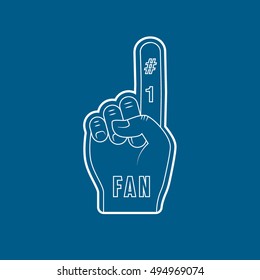 Fan Hand Number One Line Icon On Blue Background