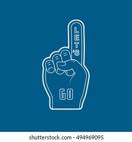 Fan Hand Number One Line Icon On Blue Background