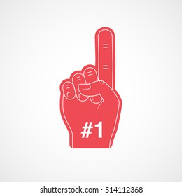 Fan Hand Number One Red Flat Icon On White Background