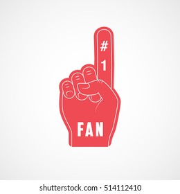 Fan Hand Number One Red Flat Icon On White Background