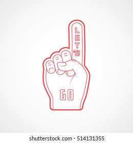 Fan Hand Number One Red Line Icon On White Background