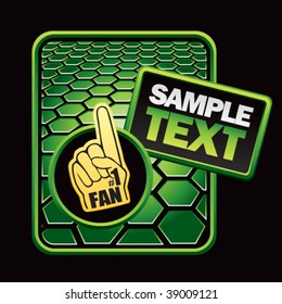 fan hand on green hexagon advertisement