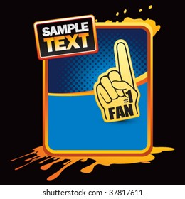fan hand on orange splatter banner