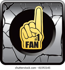 fan hand on silver cracked web button