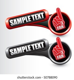 fan hand red and gray tilted banners