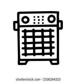 icono simple del doodle vectorial de la línea del calefactor del ventilador