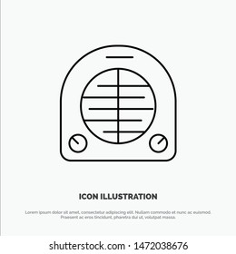 Fan, Heater, Heating, Home Vector Line Icon