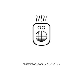 Imagen vectorial del icono de la línea del calefactor del ventilador. Imagen vectorial del icono de la línea del calentador de ventilador única