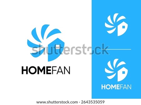 fan and home logo. heating cooling snowflake conditioning vector design concept	
