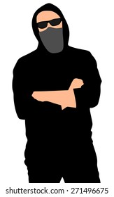 fan hooligan wearing a hood, vector