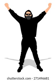 fan hooligan wearing a hood, vector