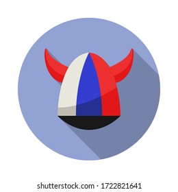 fan horn cap long shadow icon. Simple color vector of Russian fan atributs icons for ui and ux, website or mobile application
