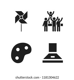 fan icon. 4 fan vector icons set. concert, pinwheel and palette icons for web and design about fan theme