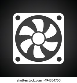 Fan icon. Black background with white. Vector illustration.