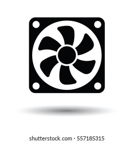 Fan icon. Black background with white. Vector illustration.