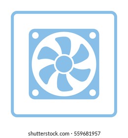 Fan icon. Blue frame design. Vector illustration.