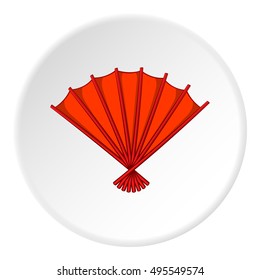 Fan icon in cartoon style isolated on white circle background. Accessories symbol vector illustration